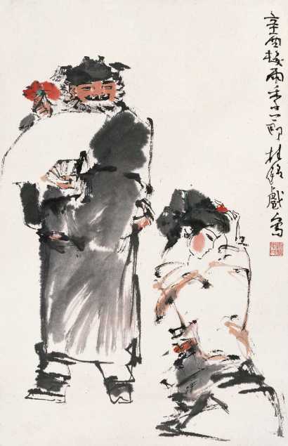 张桂铭 辛酉（1981年）作 戏剧人物 立轴